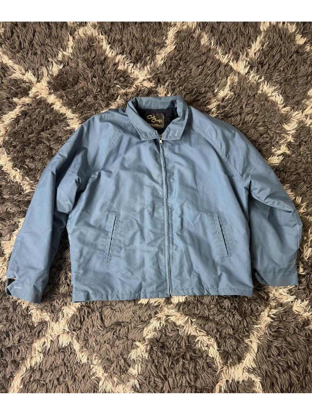 Vintage 80s Cal Craft Jacket Men’s XXL Blue Fur Lined Full Zip Coat